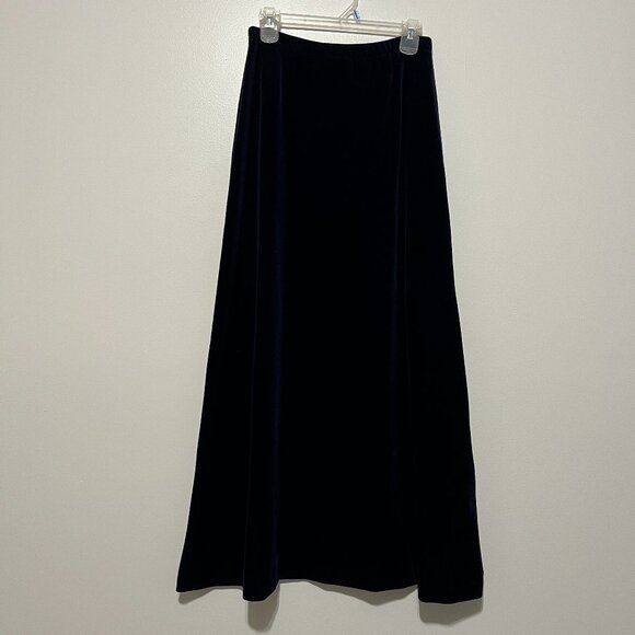 Act III Womens Vintage Velvet Maxi Skirt Size 12 Dark Blue Whimsigoth Witchy - Picture 1 of 8